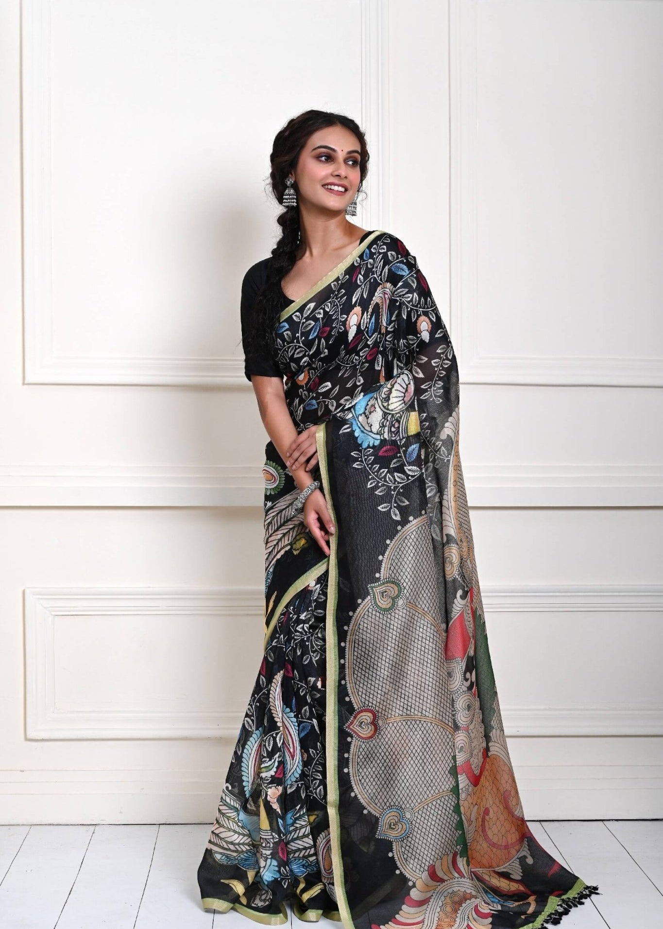 Black Kalamkari Saree