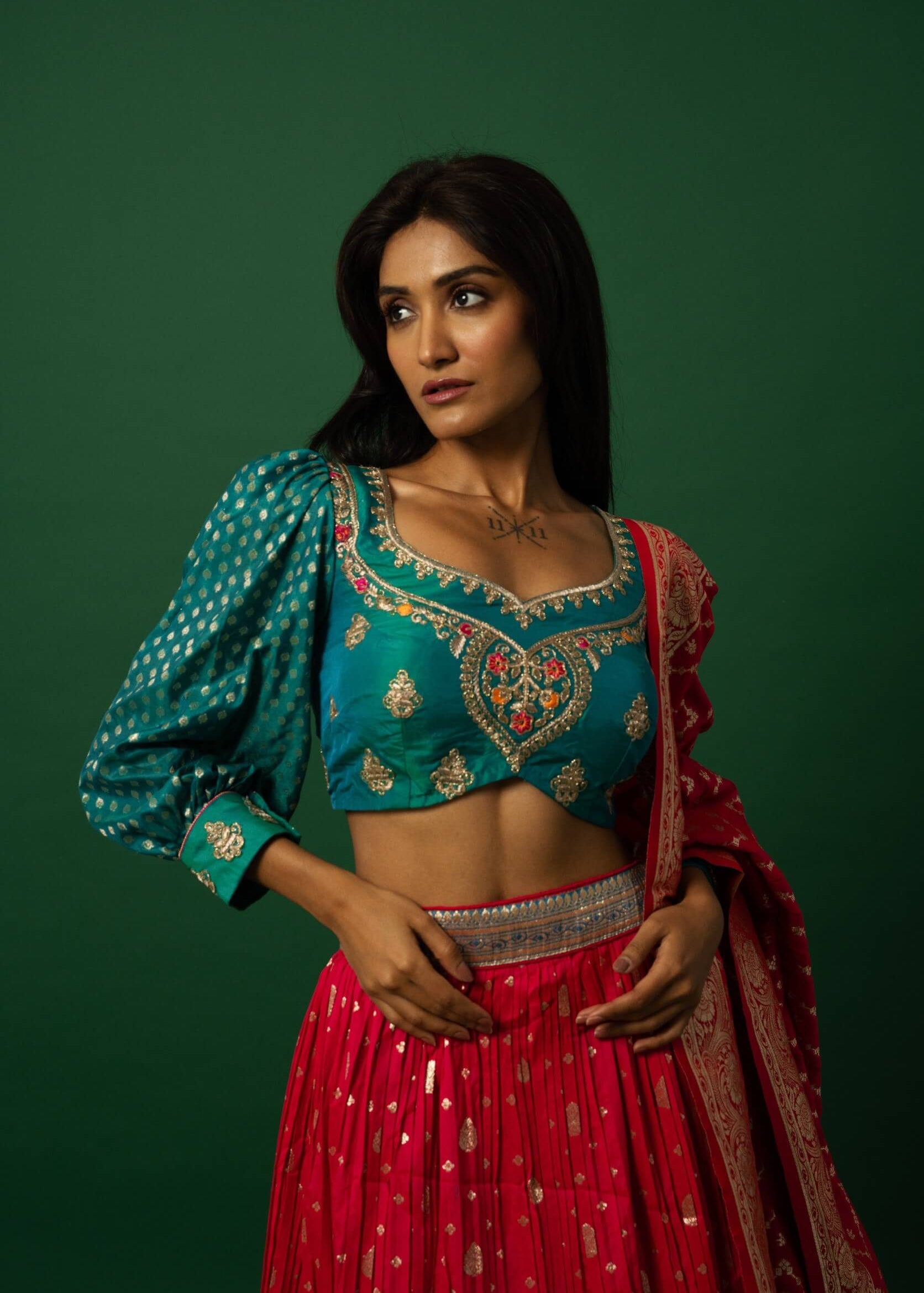 Blue and Red Lehenga