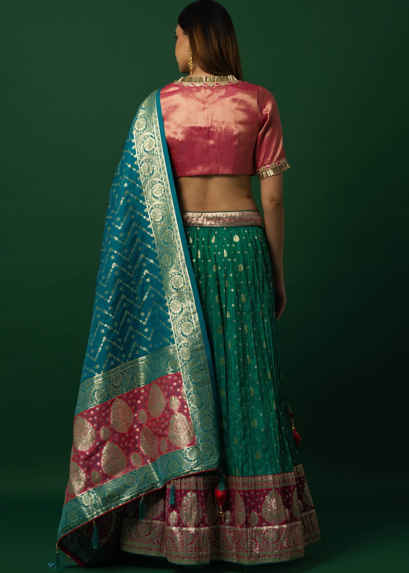 Green and Pink Lehenga