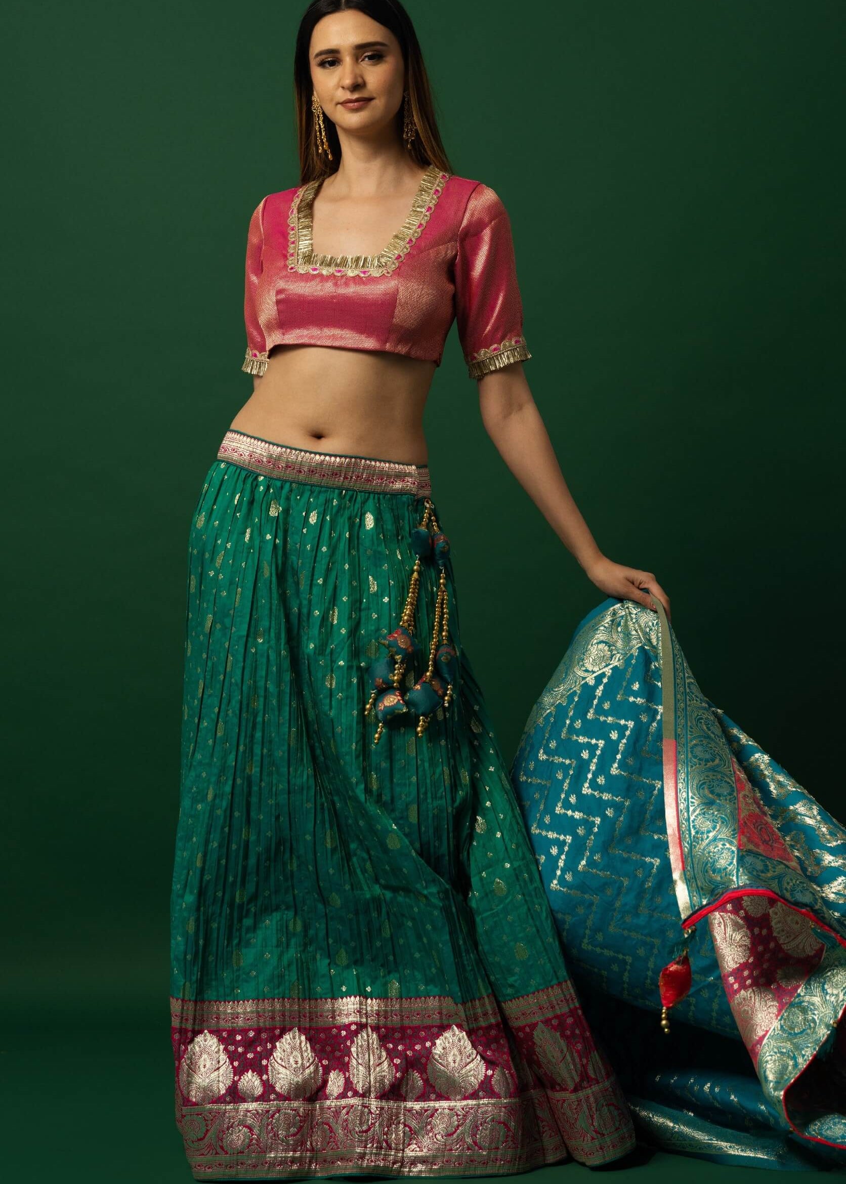 Pink and Green Lehenga