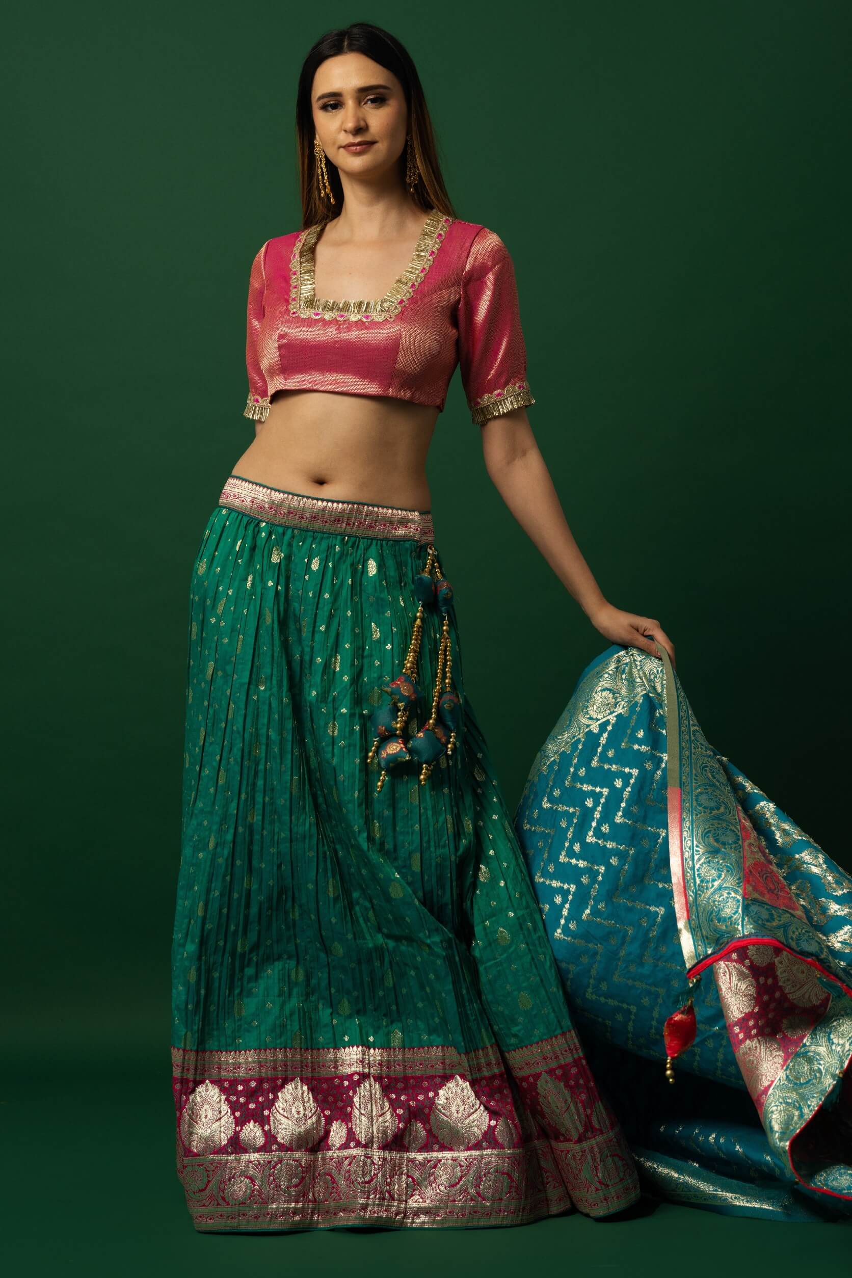 Pink and Green Lehenga