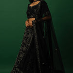 Black Lehenga Set with Zardozi Embroidery - Anvi Couture