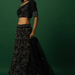 Black Lehenga Set with Zardozi Embroidery - Anvi Couture