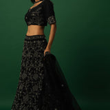Black Lehenga Set with Zardozi Embroidery - Anvi Couture