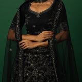 Black Lehenga Set with Zardozi Embroidery - Anvi Couture