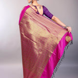 Rani Pink Kanjivaram Saree with Gold Zari Work - Image 4