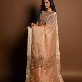 Pink Linen Saree