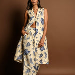 Long Jacket and Pant Set in Floral Prints - Anvi Couture