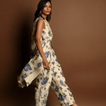 Long Jacket and Pant Set in Floral Prints - Anvi Couture
