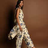 Long Jacket and Pant Set in Floral Prints - Anvi Couture