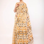 Cream Cotton Pure Dhakai Jamdani Saree with All Over Motifs - Anvi Couture
