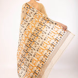 Cream Cotton Pure Dhakai Jamdani Saree with All Over Motifs - Anvi Couture