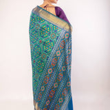 Green Patola Silk Saree with Gold Border - Anvi Couture