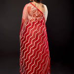 Red Handloom Muslin Jamdani Saree with All Over Boota and Contrasting White Temple Border - Anvi Couture
