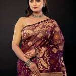 Purple Bangladeshi Dhakai Jamdani with all over Jaal work - Anvi Couture