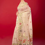 Elegant White Cotton Jamdani Saree with Multicolor Floral Motifs - Anvi Couture