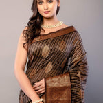 Black and Copper Zari Woven Silk Saree - Anvi Couture