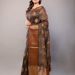 Black and Copper Zari Woven Silk Saree - Anvi Couture