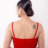 Red Velvet Blouse with Spaghetti Straps and Sweetheart Neckline - Anvi Couture