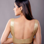 Golden Sleeveless Blouse with Square Neckline - Anvi Couture