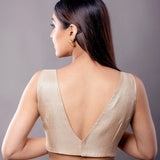 Matte Gold V Neck Blouse with Back Closure - Anvi Couture