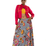 Pink Floral Printed Lehenga Set with Jacket - Anvi Couture