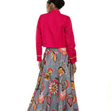 Pink Floral Printed Lehenga Set with Jacket - Anvi Couture