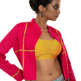 Pink Floral Printed Lehenga Set with Jacket - Anvi Couture