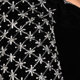 Black Velvet Hand Embroidered Blouse with Queen Anne Neckline - Anvi Couture