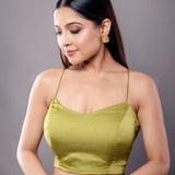 Spring Green Spaghetti Saree Blouse - Anvi Couture