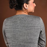 Gray Full Sleeve V - Neck Blouse with Front Closure - Anvi Couture