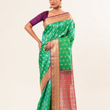 Classic Kanjivaram Silk Saree With Floral Design - Image 1