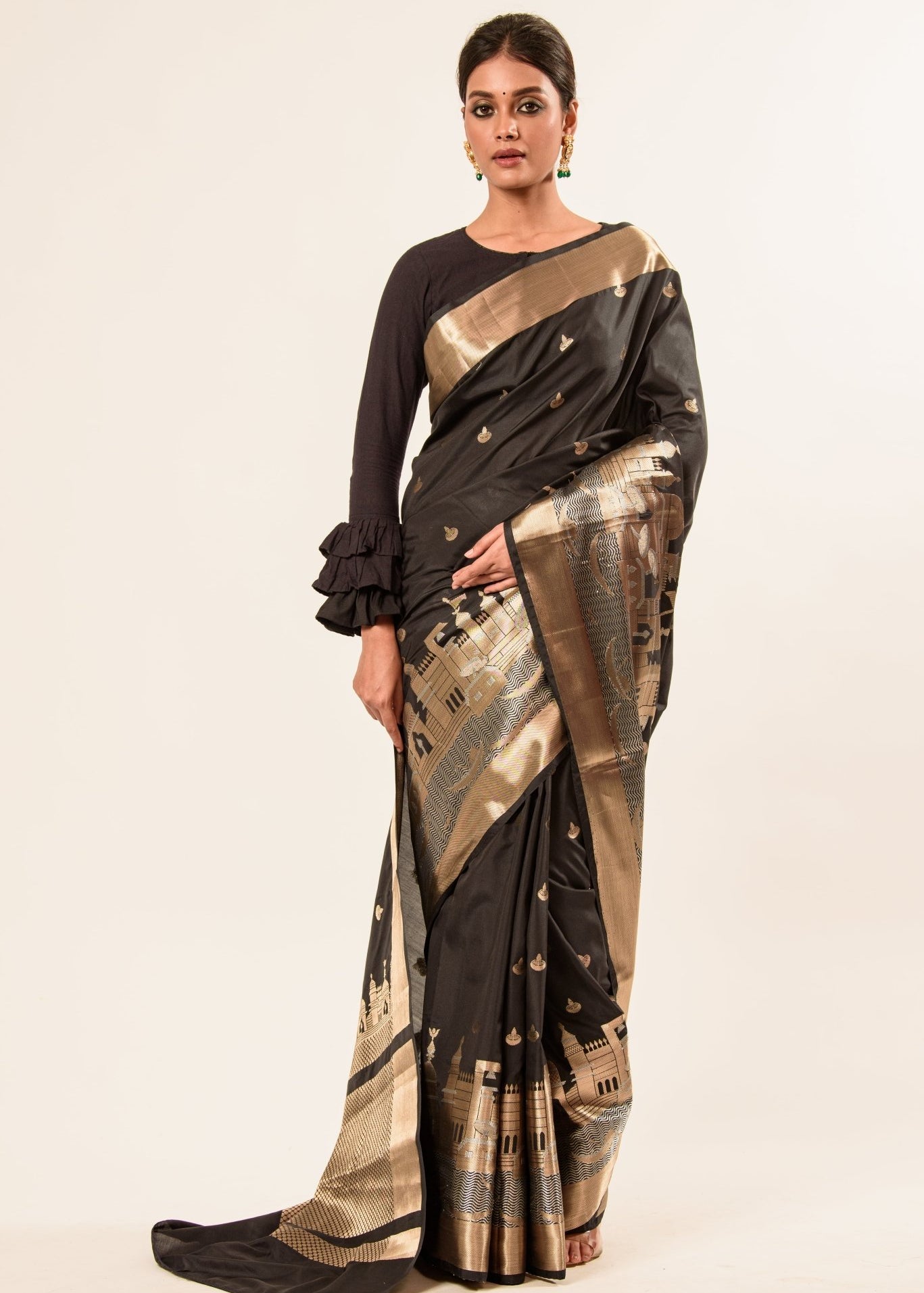 Black Katan Banarasi Saree