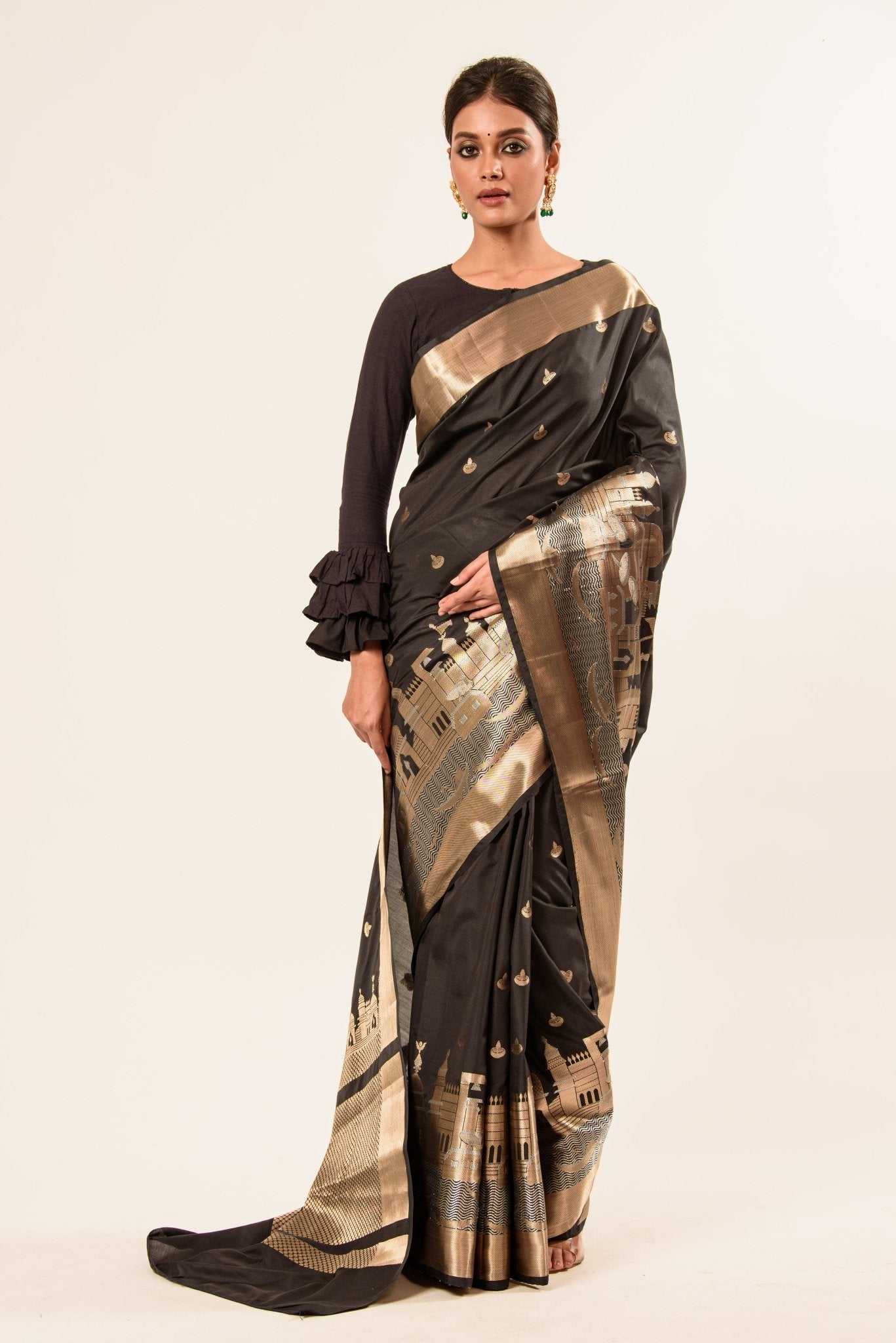 Black Katan Banarasi Saree