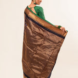 Pink Pure Gadwal Silk Saree with Green Zari Border and Pallu - Anvi Couture - Image 4