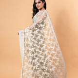 Pastel Green Net Saree with all over Stone and embroidery work And Unstitch blouse - Image 3