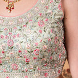 Net Pastel Lehenga and Choli Set with All Over Handwork Embroidery and Tassel Dupatta