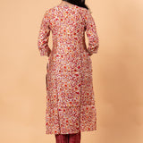 Red Floral Ethnic Motifs Embroidered Kurta with Trousers - Anvi Couture