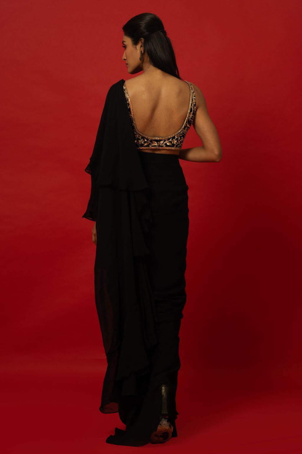 Black Ruffle Saree