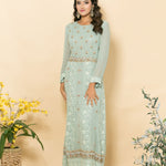 Green Two-Piece Embroidered Dress - Anvi Couture