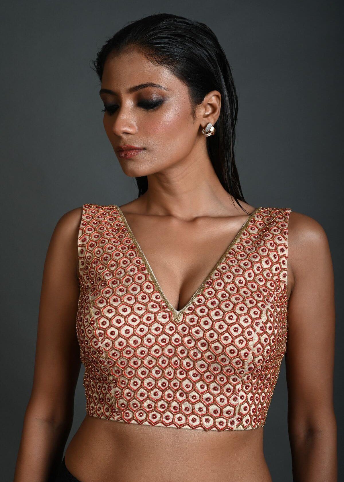 Designer V neck Blouse