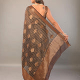 Black and Copper Zari Woven Silk Saree - Anvi Couture