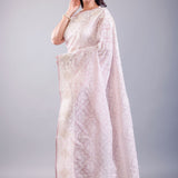 Lavender Georgette Saree with all over White Thread Embroidered Work image 2