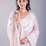 Lavender Georgette Saree with all over White Thread Embroidered Work image3