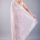 Lavender Georgette Saree with all over White Thread Embroidered Work image 4