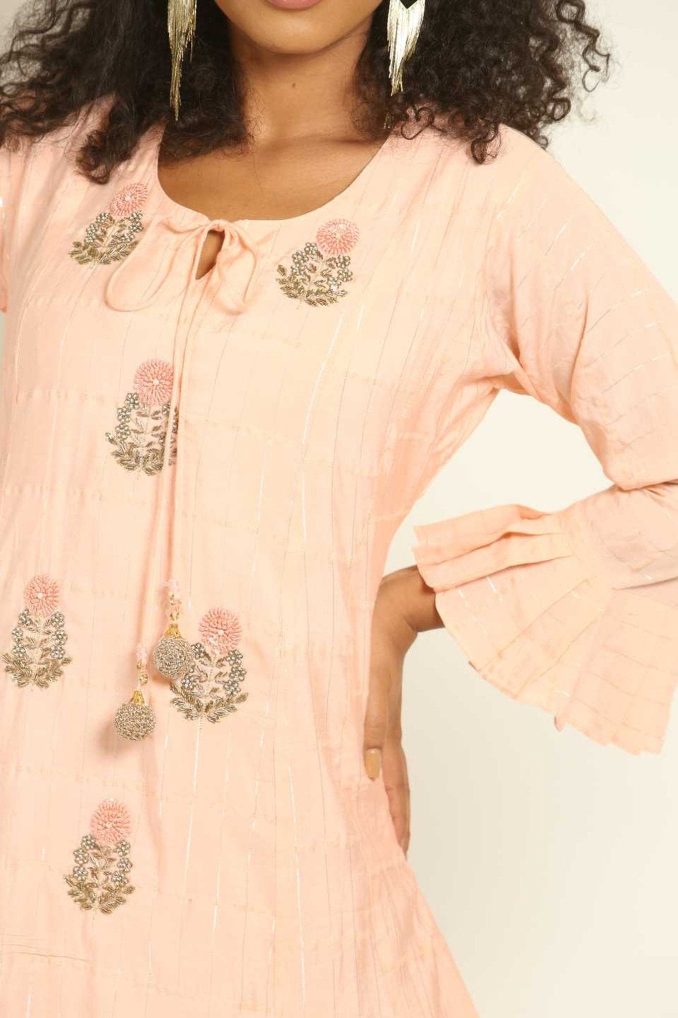 Peach Indo Western Designer Gown - Anvi Couture