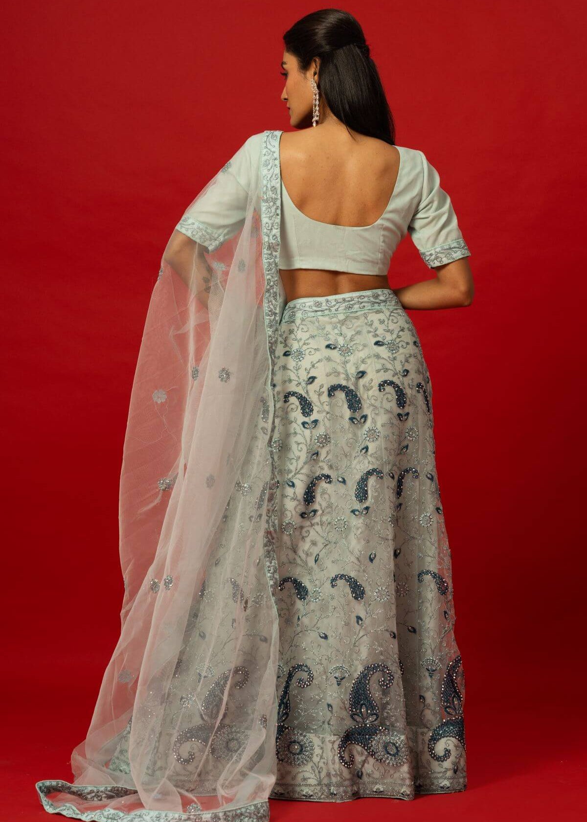 Intricately Embroidered Light Blue Lehenga for Weddings and Festive Occasions
