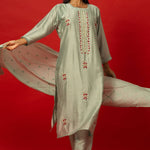 Light Blue Silk Kurti and Palazzo Set with Embroidery for Festive Wear