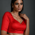 Elegant Red color ethnic blouse featuring a unique strappy back design for women