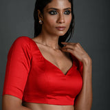 Elegant Red color ethnic blouse featuring a unique strappy back design for women